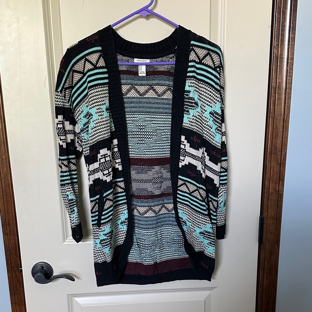 Forever 21 Multicolor Patterned Cardigan